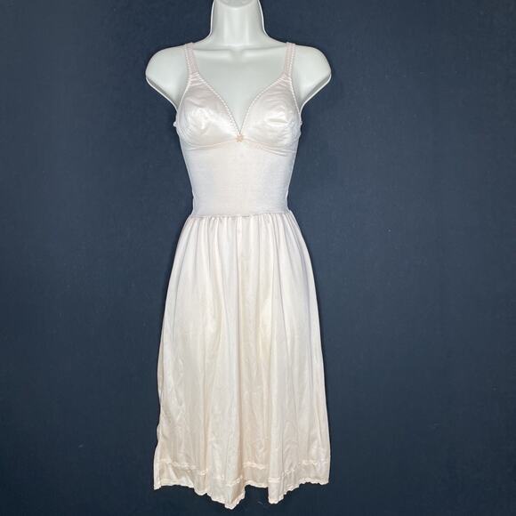 VTG Olga Slip Dress Underwire Drop No Seam Bodysilk 36 B Sexy Lingerie Retro - Picture 1 of 13